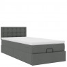 Łóżko Ottoman z materacem i LED, ciemnoszary, 80x200cm, tkanina