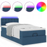 Otomana Łóżko z Materacem i LED Niebieski 100x200 cm Tkanina