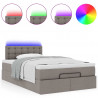 Łóżko otomana z materacem i LED, taupe, 120x190cm, tkanina