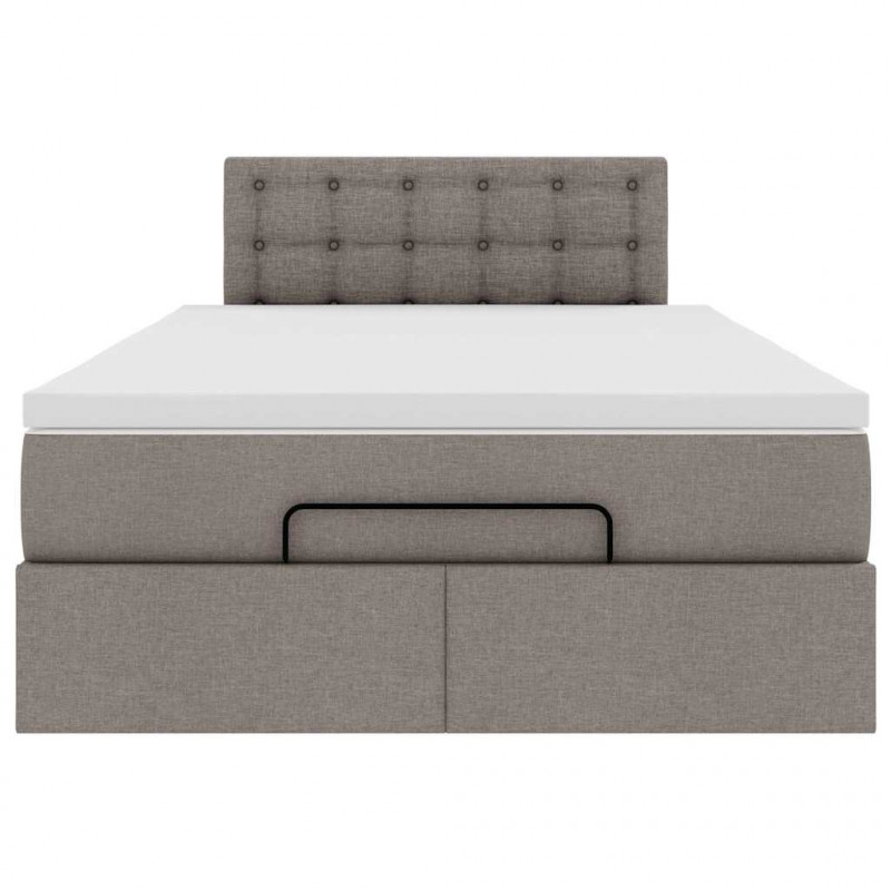 Łóżko otomana z materacem i LED, taupe, 120x190cm, tkanina