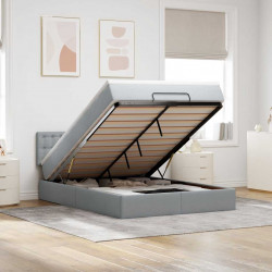 Łóżko Ottoman z materacem i diodami LED Jasnoszary 140x190 cm