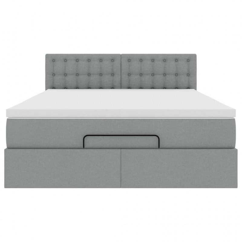 Łóżko Ottoman z materacem i diodami LED Jasnoszary 140x190 cm