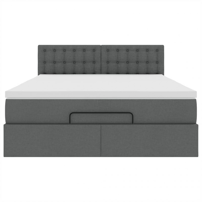 Łóżko Ottoman z materacem i diodami LED Ciemnoszary 140x190 cm
