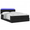 Łóżko Ottoman z materacem i diodami LED Czarny 140x190 cm