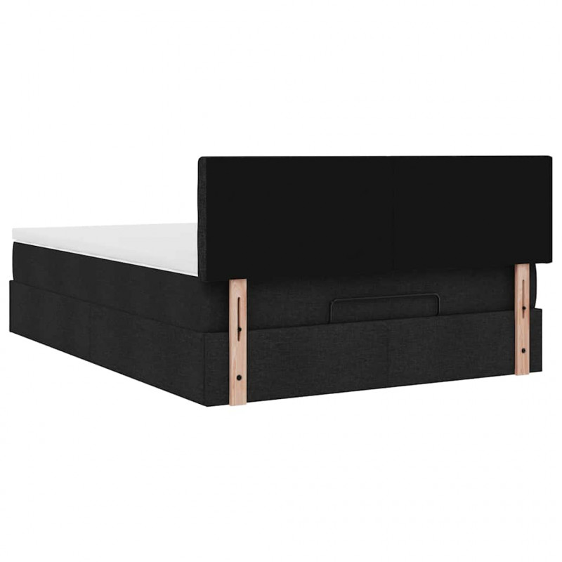 Łóżko Ottoman z materacem i diodami LED Czarny 140x190 cm