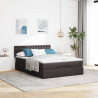 Łóżko otomana z materacem diodami LED ciemnobrązowe 140x190 cm