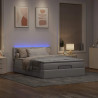 Łóżko otomana z materacem i diodami LED, taupe, 140x190 cm,
