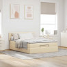 Łóżko Ottoman z materacem i diodami LED kremowe 140x190 cm