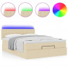 Łóżko Ottoman z materacem i diodami LED kremowe 140x190 cm