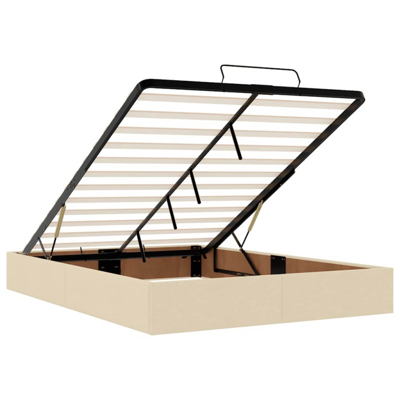 Łóżko Ottoman z materacem i diodami LED kremowe 140x190 cm