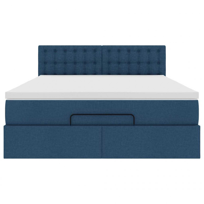 Łóżko Ottoman z materacem i diodami LED Niebieski 140x190 cm