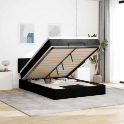 Łóżko otomana z materacem i diodami LED Czarny 140x200 cm
