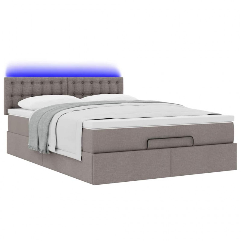 Łóżko otomana z materacem i diodami LED Taupe 140x200 cm