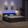 Łóżko otomana z materacem i LED ciemnobrązowy 180x200cm tkanina