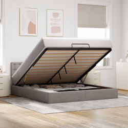 Łóżko otomana z materacem i LED, taupe, 180x200cm, tkanina