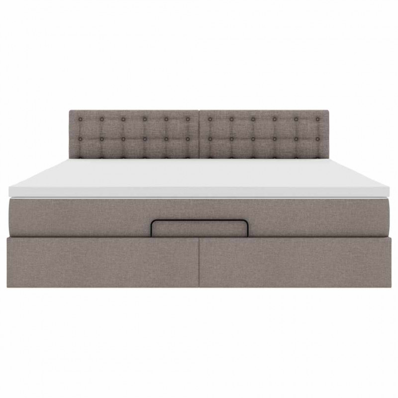 Łóżko otomana z materacem i LED, taupe, 180x200cm, tkanina