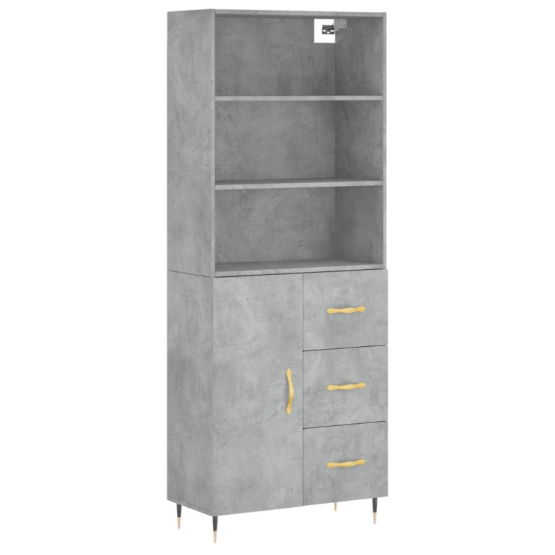 Witrynka, szarość betonu 69,5x34x180 cm materiał drewnopochodny
