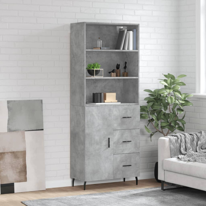 Witrynka, szarość betonu 69,5x34x180 cm materiał drewnopochodny
