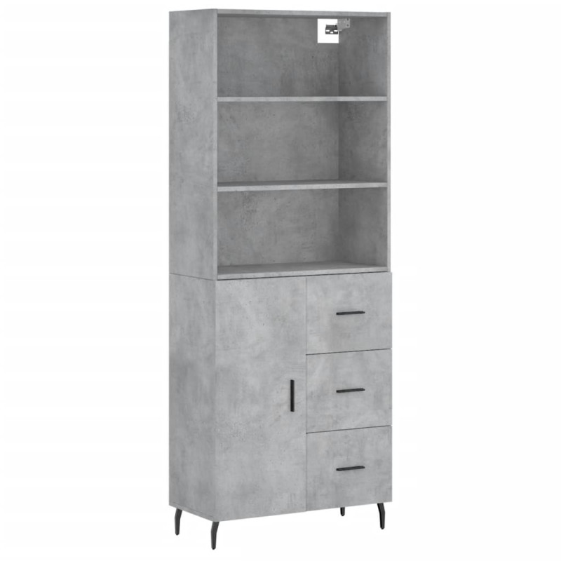Witrynka, szarość betonu 69,5x34x180 cm materiał drewnopochodny