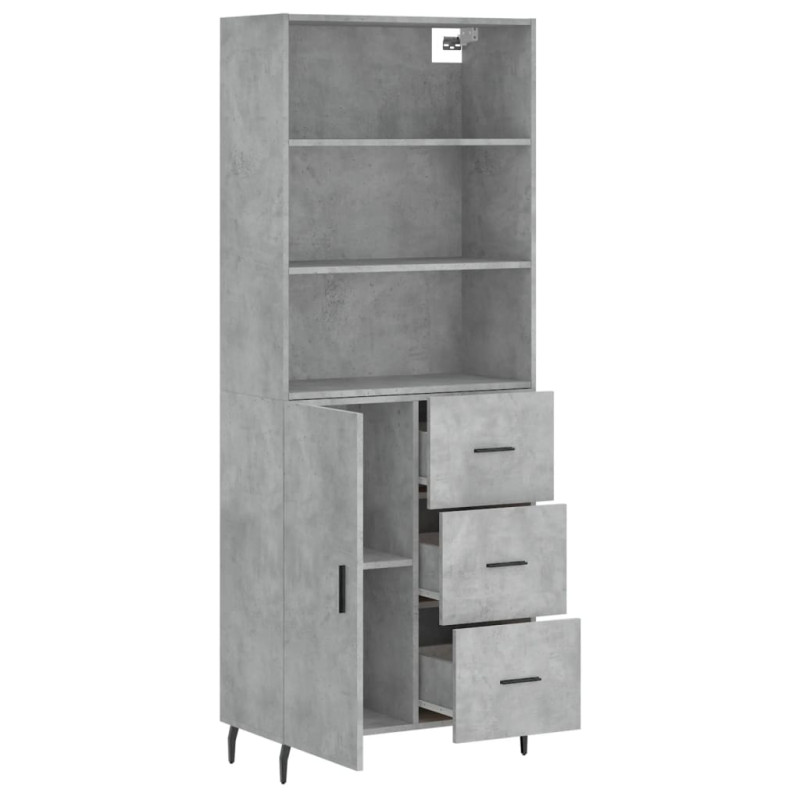 Witrynka, szarość betonu 69,5x34x180 cm materiał drewnopochodny