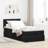 Łóżko Ottoman z materacem i LED, czarny, 80x200cm, aksamit