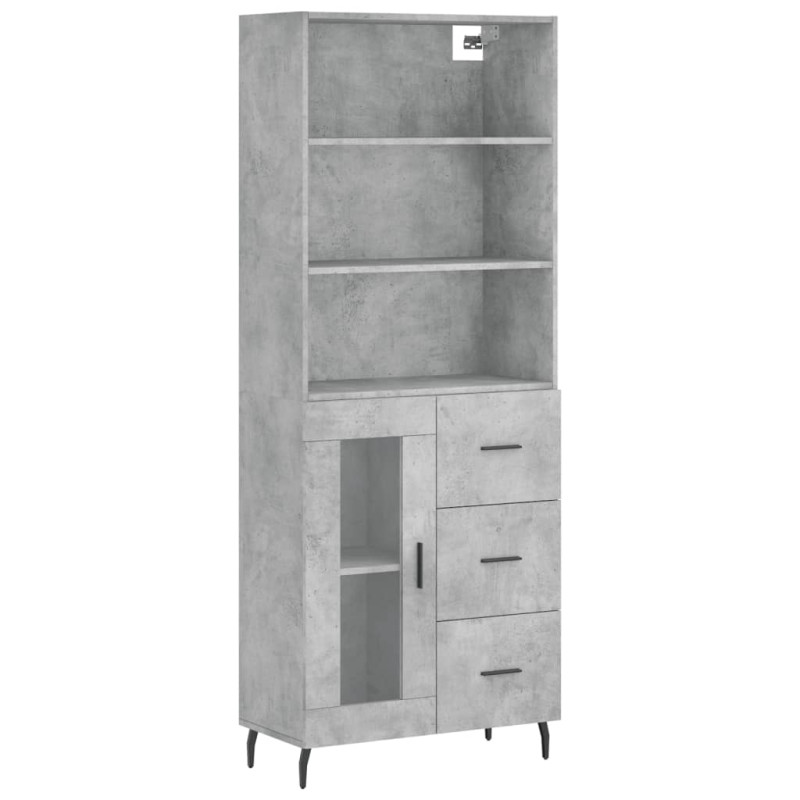 Witrynka, szarość betonu 69,5x34x180 cm materiał drewnopochodny