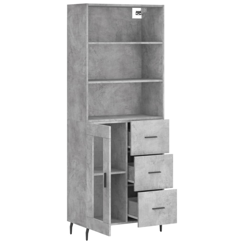 Witrynka, szarość betonu 69,5x34x180 cm materiał drewnopochodny