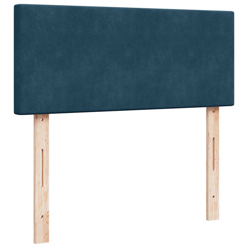 Rama łóżka otomana z materacem, niebieska, 120x200 cm, aksamit