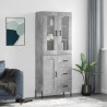 Witrynka, szarość betonu 69,5x34x180 cm materiał drewnopochodny
