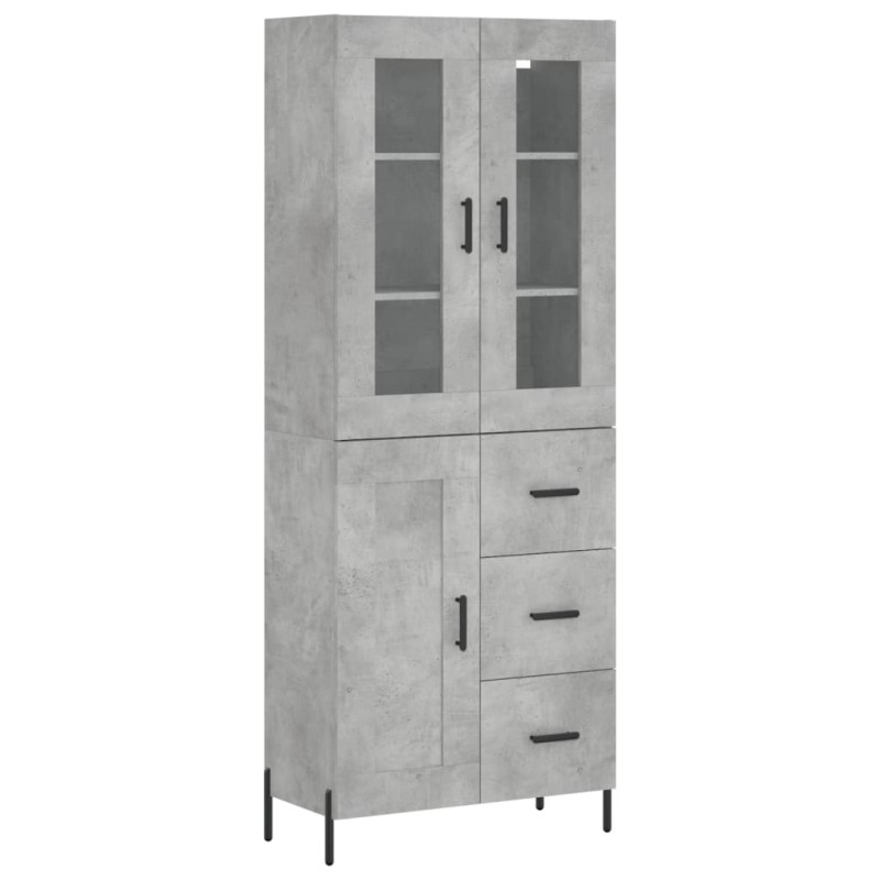 Witrynka, szarość betonu 69,5x34x180 cm materiał drewnopochodny