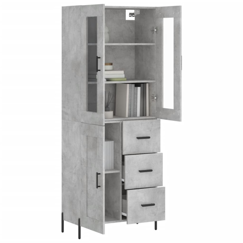 Witrynka, szarość betonu 69,5x34x180 cm materiał drewnopochodny