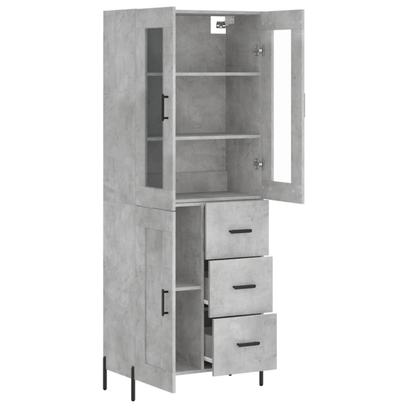 Witrynka, szarość betonu 69,5x34x180 cm materiał drewnopochodny