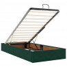 Łóżko otomana z materacem i LED, ciemnozielony 90x200cm aksamit