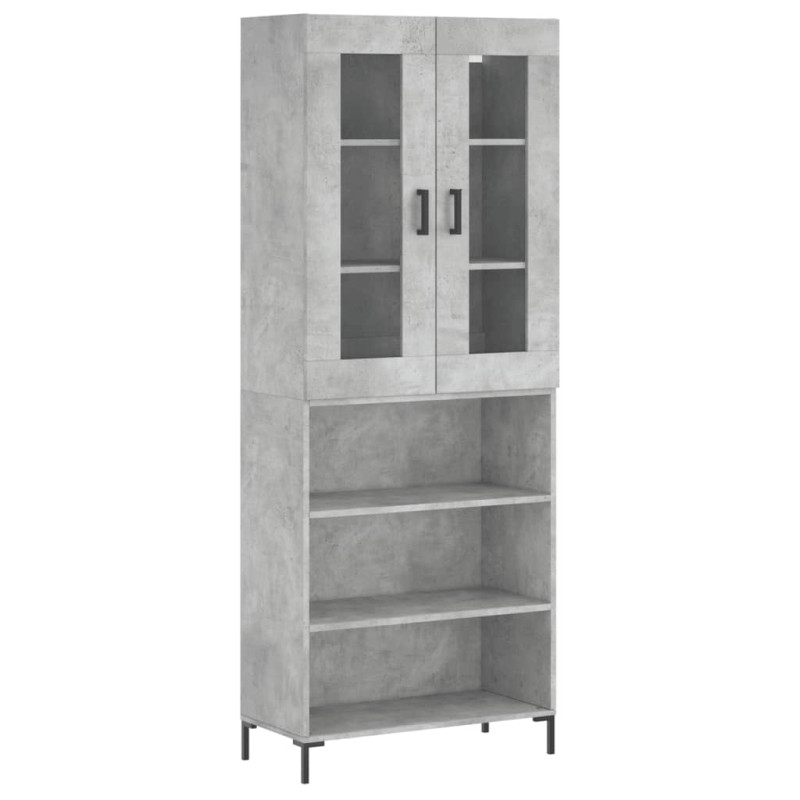 Witrynka, szarość betonu 69,5x34x180 cm materiał drewnopochodny