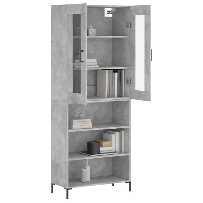 Witrynka, szarość betonu 69,5x34x180 cm materiał drewnopochodny