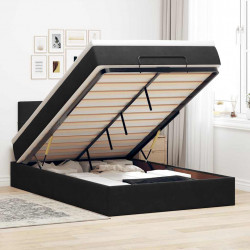 Rama łóżka otomana z materacem, czarna, 120x200 cm, aksamit