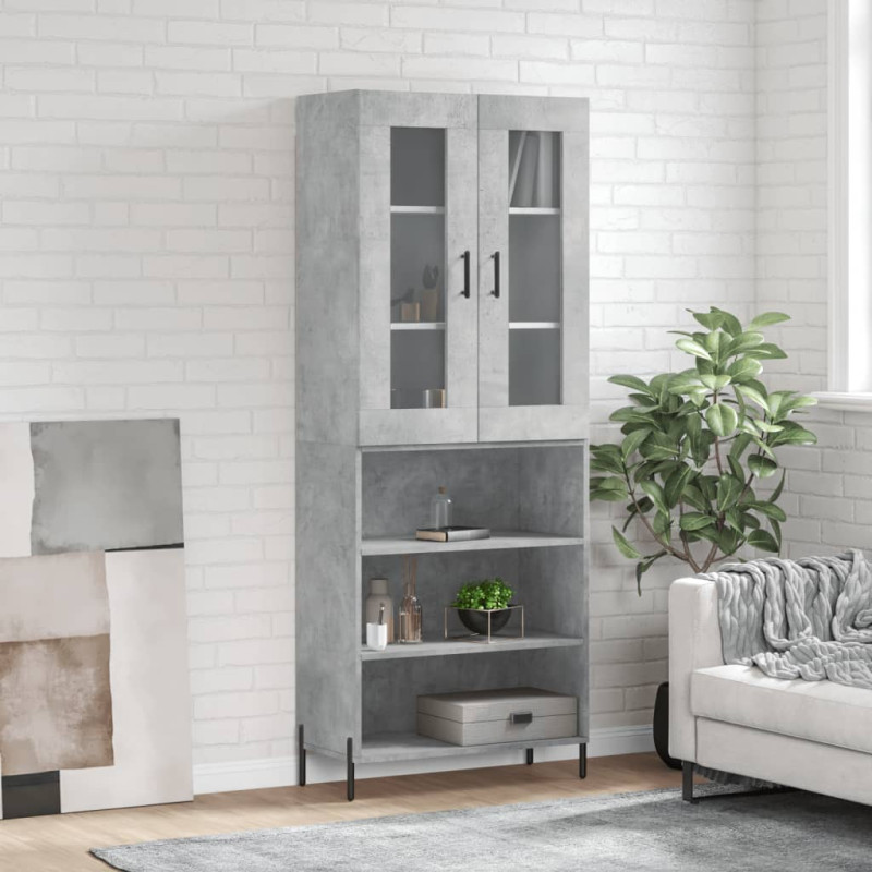 Witrynka, szarość betonu 69,5x34x180 cm materiał drewnopochodny