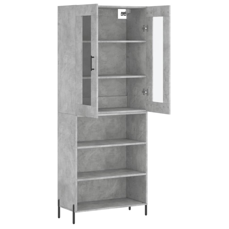 Witrynka, szarość betonu 69,5x34x180 cm materiał drewnopochodny