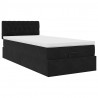 Łóżko Ottoman z materacem i LED, czarny, 80x200cm, aksamit