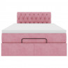 Łóżko otomana z materacem i LED, różowy, 120x190cm, aksamit