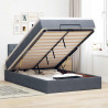 Rama łóżka otomana z materacem, szara, 120x200 cm, aksamit