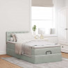 Rama łóżka otomana z materacem, szara, 90x190 cm, aksamit