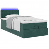 Łóżko otomana z materacem i LED, ciemnozielony 90x200cm aksamit