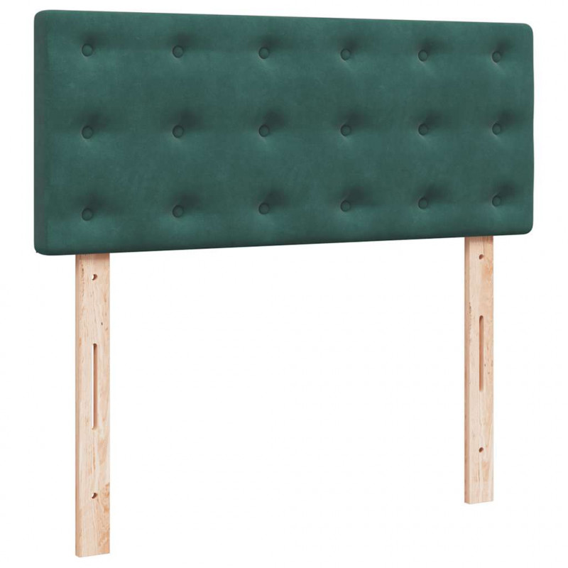Łóżko otomana z materacem i LED ciemnozielony 120x190cm aksamit