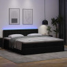 Łóżko otomana z materacami i LED, czarna, 180x200cm, ekoskóra