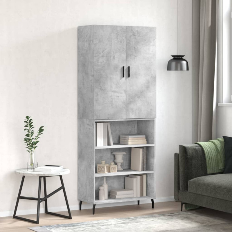 Witrynka, szarość betonu 69,5x34x180 cm materiał drewnopochodny