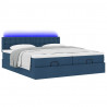Rama łóżka otomana z materacami, niebieska, 200x200 cm, tkanina