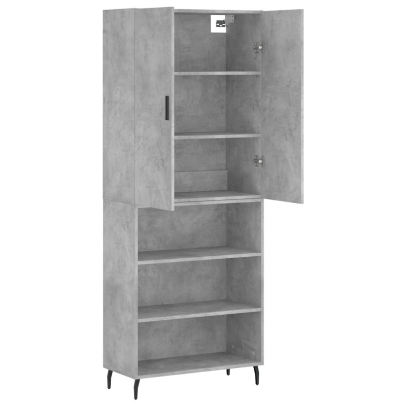 Witrynka, szarość betonu 69,5x34x180 cm materiał drewnopochodny