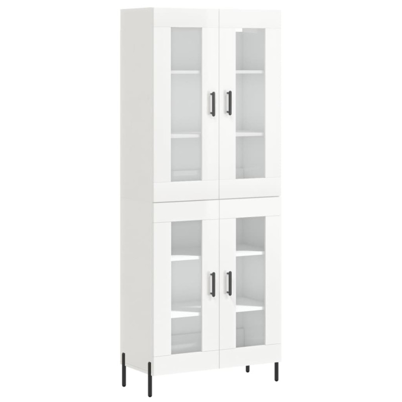 Witrynka biała połysk 69,5x34x180 cm materiał drewnopochodny
