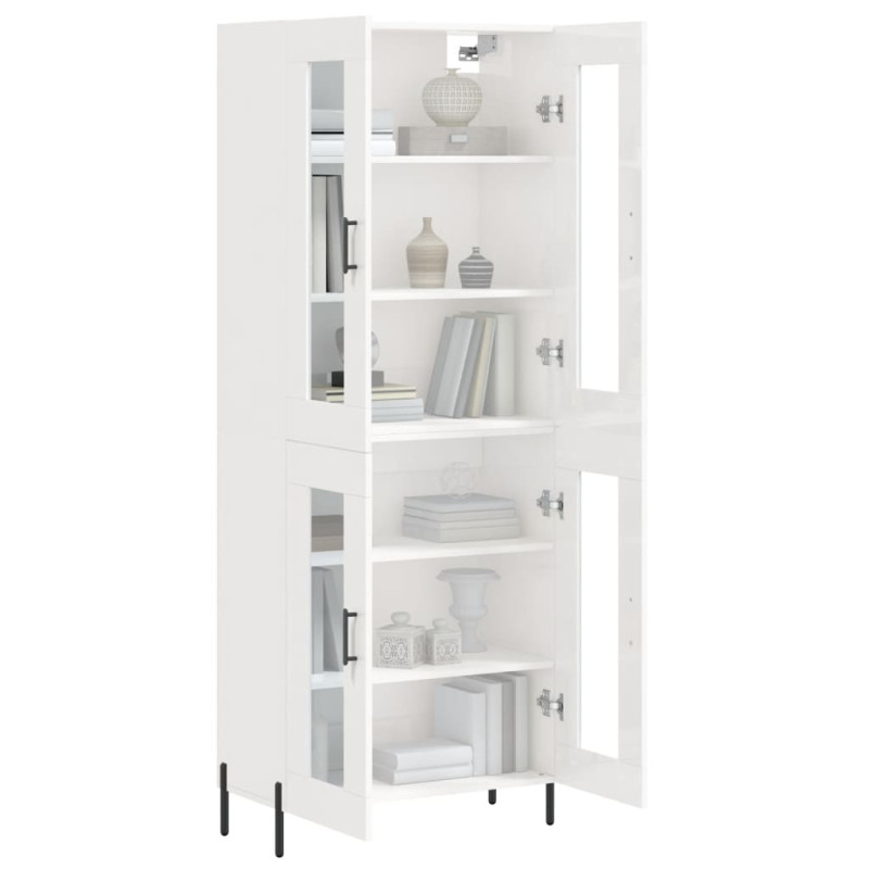 Witrynka biała połysk 69,5x34x180 cm materiał drewnopochodny